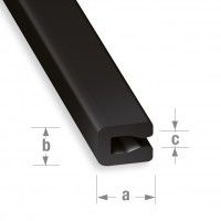 Perfil U PVC Preto Ribete 7x4x2mm-1m