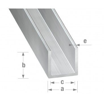 Perfil U alumnio 20x20x20mm - 1m