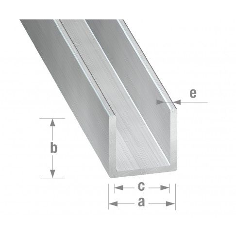 Perfil U Alumnio Bruto 15x10mm-2m