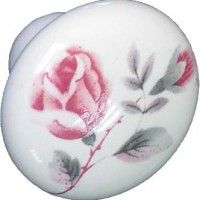 Puxador Mvel Flores Rosa Porcelnico D32mm