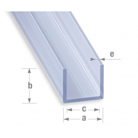 Perfil U PVC Transparente 18x10x16mm-2m