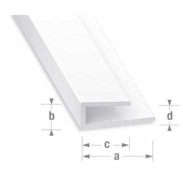 Perfil U PVC branco 14x6x10mm - 2m