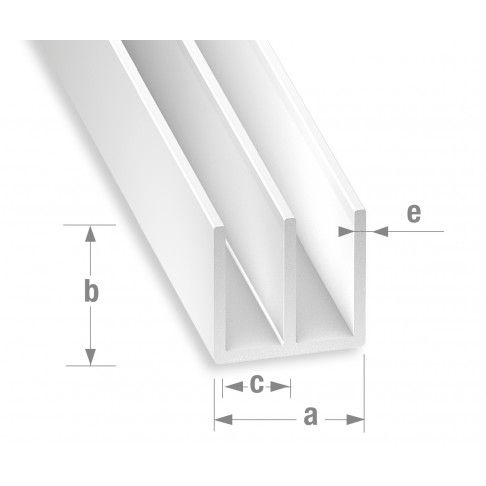 Perfil U Duplo PVC Branco 13x12x5mm-2m