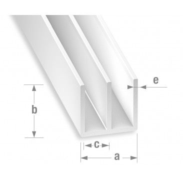 Perfil U Duplo PVC Branco 13x12x5mm-2m