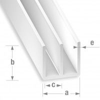 Perfil U Duplo PVC Branco 13x12x5mm-2m