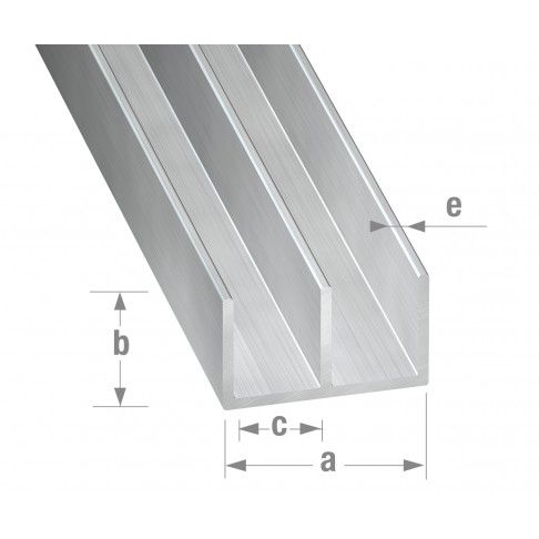 Perfil Duplo Alumnio Bruto 10x15mm-2m