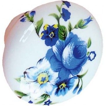 Puxador Mvel Flores Azul Porcelana 32mm