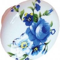 Puxador Mvel Flores Azul Porcelana 32mm