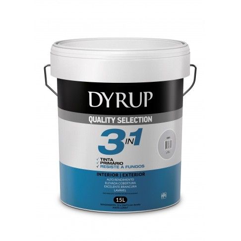 Tinta Dyrup 3em1 Interior/Exterior Anti-Fungos Cinza 15l