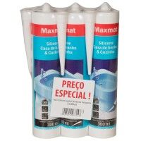 Pack 3 Silicone Neutro Cozinha/WC Maxmat Transparente 300ml