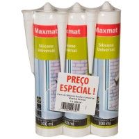 Pack 3 Silicone Acet.Universal  Maxmat Branco 300ml