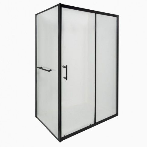 Cabine Duche Ibiza Transparente Alumnio Preta 120x80cm