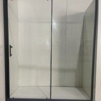 Frontal Duche Vidro Transparente 160X185cm Perfis Pretos