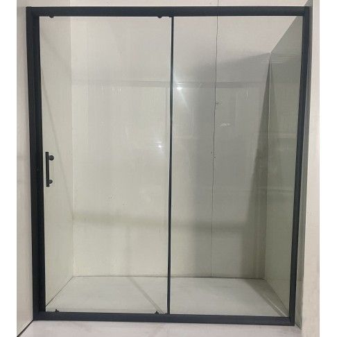 Frontal Duche Vidro Transparente 160X185cm Perfis Pretos