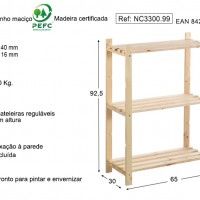 Estante Pinho 3 prateleiras 922x300x650mm