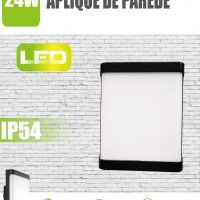 Aplique Parede Led Pp Liso 24w Preto