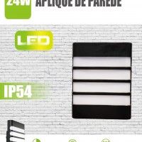 Aplique Parede Led Pp Listas 24w Preto