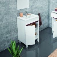 Conjunto Mvel Casa Banho IRIS Branco/ Wengu