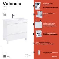 CONJUNTO VALENCIA 80CM MOVEL+LAVATORIO BRANCO