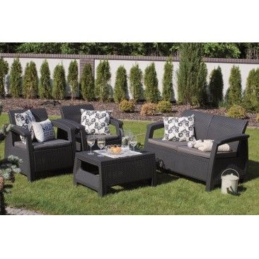 CONJUNTO JARDIM CORFU RATTAN ANTRACITE 4PS